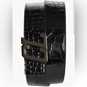 Authentic Louboutin Belt Happy Rui Logo Croc Embossed Calfskin
Leather Belt